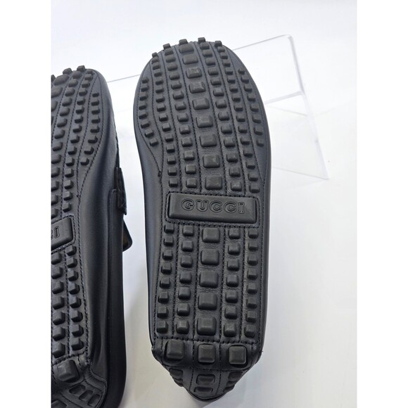 GUCCI Ayrton GG-Bit Drivers Men's 12 Horsebit Leather Loafers 624698 Black EUC - Picture 8 of 16